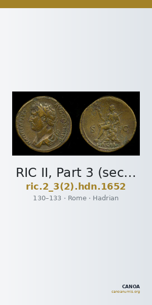 RIC II, Part 3 (second edition) Hadrian 1652 — CANOA