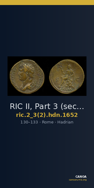 RIC II, Part 3 (second edition) Hadrian 1652 — CANOA