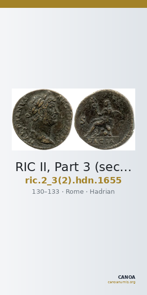 RIC II, Part 3 (second edition) Hadrian 1655 — CANOA