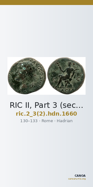 RIC II, Part 3 (second edition) Hadrian 1660 — CANOA