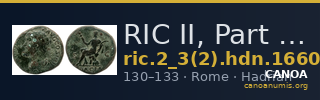 RIC II, Part 3 (second edition) Hadrian 1660 — CANOA