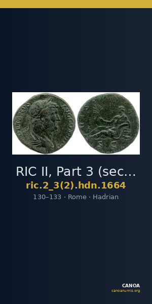 RIC II, Part 3 (second edition) Hadrian 1664 — CANOA
