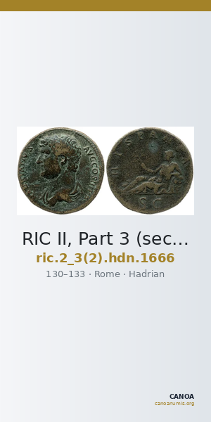 RIC II, Part 3 (second edition) Hadrian 1666 — CANOA
