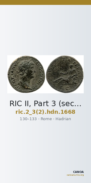 RIC II, Part 3 (second edition) Hadrian 1668 — CANOA