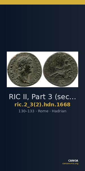 RIC II, Part 3 (second edition) Hadrian 1668 — CANOA