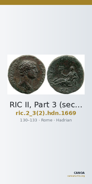 RIC II, Part 3 (second edition) Hadrian 1669 — CANOA