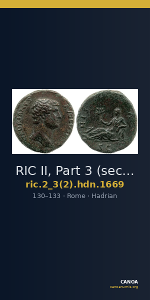 RIC II, Part 3 (second edition) Hadrian 1669 — CANOA