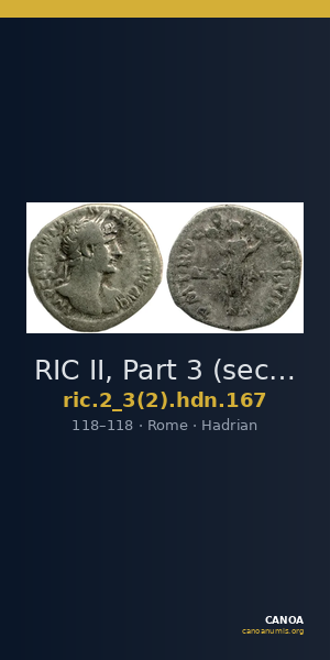 RIC II, Part 3 (second edition) Hadrian 167 — CANOA