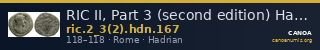 RIC II, Part 3 (second edition) Hadrian 167 — CANOA