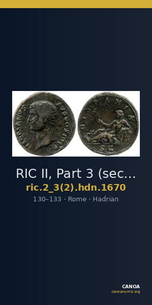 RIC II, Part 3 (second edition) Hadrian 1670 — CANOA