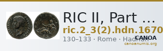 RIC II, Part 3 (second edition) Hadrian 1670 — CANOA