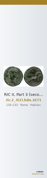 RIC II, Part 3 (second edition) Hadrian 1671 — CANOA