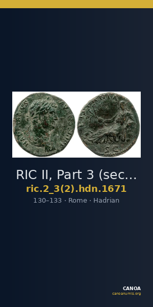 RIC II, Part 3 (second edition) Hadrian 1671 — CANOA