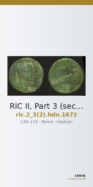 RIC II, Part 3 (second edition) Hadrian 1672 — CANOA