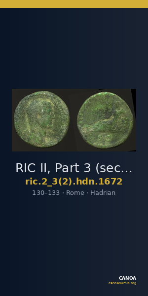 RIC II, Part 3 (second edition) Hadrian 1672 — CANOA