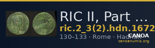 RIC II, Part 3 (second edition) Hadrian 1672 — CANOA