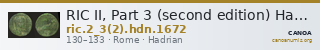 RIC II, Part 3 (second edition) Hadrian 1672 — CANOA