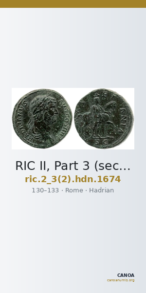 RIC II, Part 3 (second edition) Hadrian 1674 — CANOA