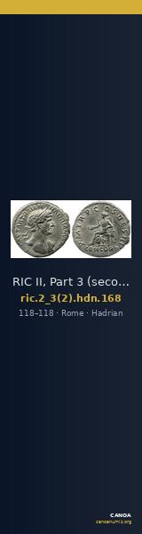 RIC II, Part 3 (second edition) Hadrian 168 — CANOA