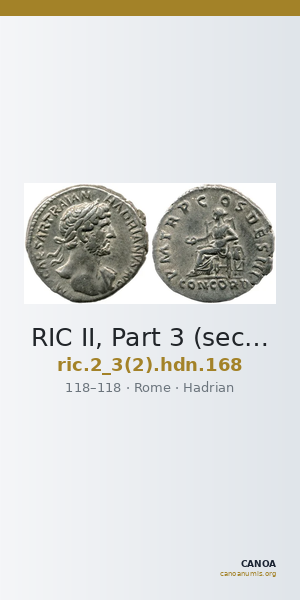 RIC II, Part 3 (second edition) Hadrian 168 — CANOA