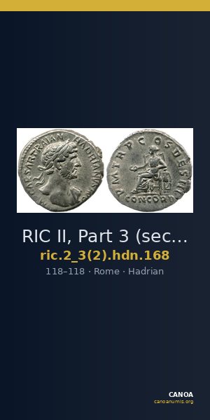 RIC II, Part 3 (second edition) Hadrian 168 — CANOA