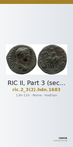RIC II, Part 3 (second edition) Hadrian 1683 — CANOA
