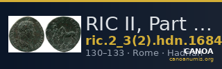 RIC II, Part 3 (second edition) Hadrian 1684 — CANOA