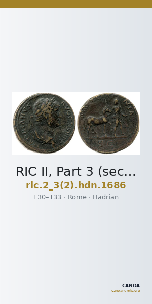 RIC II, Part 3 (second edition) Hadrian 1686 — CANOA