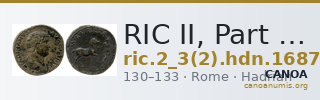 RIC II, Part 3 (second edition) Hadrian 1687 — CANOA