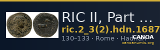 RIC II, Part 3 (second edition) Hadrian 1687 — CANOA