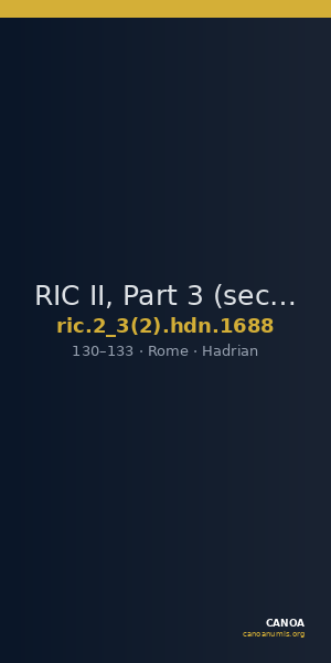 RIC II, Part 3 (second edition) Hadrian 1688 — CANOA