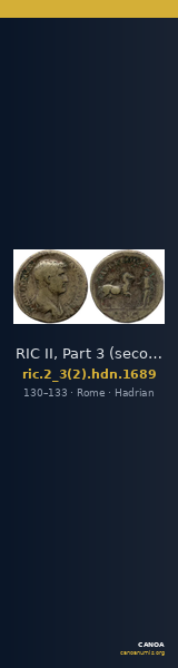 RIC II, Part 3 (second edition) Hadrian 1689 — CANOA