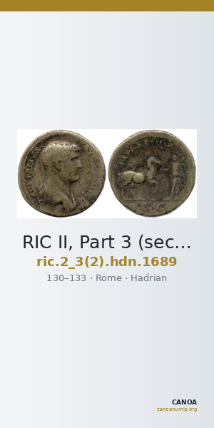 RIC II, Part 3 (second edition) Hadrian 1689 — CANOA