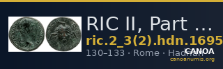 RIC II, Part 3 (second edition) Hadrian 1695 — CANOA
