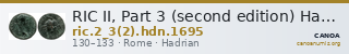 RIC II, Part 3 (second edition) Hadrian 1695 — CANOA