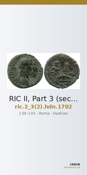 RIC II, Part 3 (second edition) Hadrian 1702 — CANOA