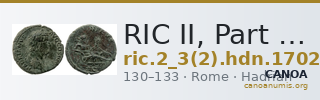 RIC II, Part 3 (second edition) Hadrian 1702 — CANOA