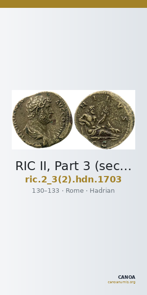 RIC II, Part 3 (second edition) Hadrian 1703 — CANOA