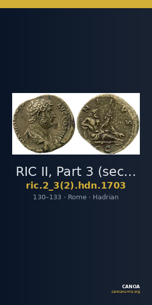 RIC II, Part 3 (second edition) Hadrian 1703 — CANOA
