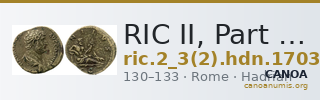 RIC II, Part 3 (second edition) Hadrian 1703 — CANOA