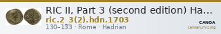 RIC II, Part 3 (second edition) Hadrian 1703 — CANOA