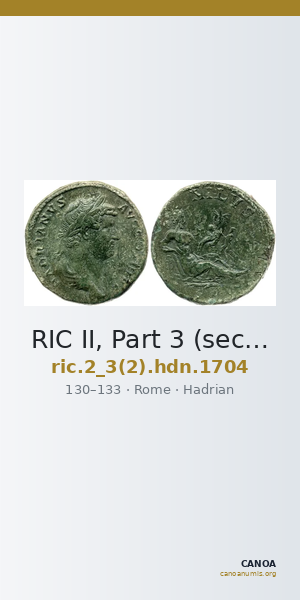 RIC II, Part 3 (second edition) Hadrian 1704 — CANOA