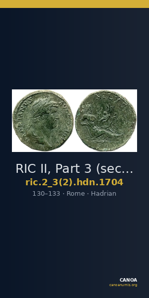 RIC II, Part 3 (second edition) Hadrian 1704 — CANOA