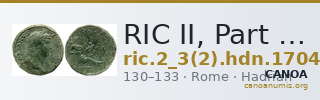 RIC II, Part 3 (second edition) Hadrian 1704 — CANOA