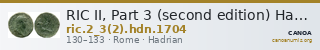 RIC II, Part 3 (second edition) Hadrian 1704 — CANOA