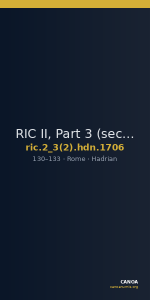 RIC II, Part 3 (second edition) Hadrian 1706 — CANOA