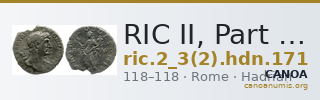 RIC II, Part 3 (second edition) Hadrian 171 — CANOA