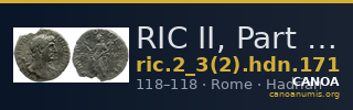 RIC II, Part 3 (second edition) Hadrian 171 — CANOA