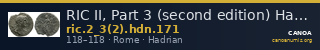 RIC II, Part 3 (second edition) Hadrian 171 — CANOA