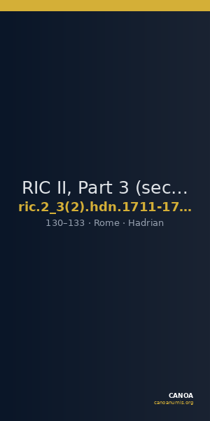 RIC II, Part 3 (second edition) Hadrian 1711-1714 — CANOA